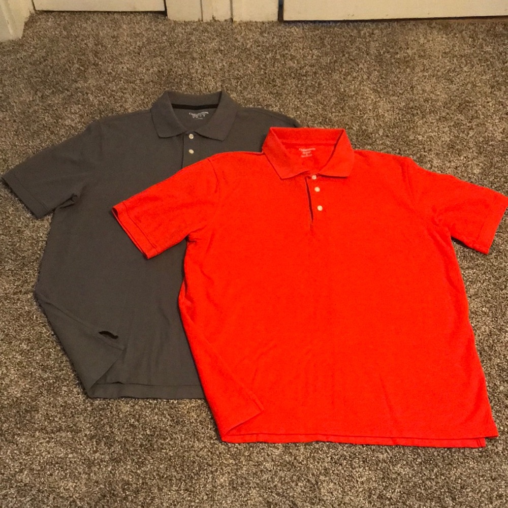 Lot of 2 Croft & Barrow men’s polos gray & orange size Large